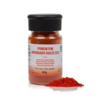 Imagen de FRISAFRAN pimentón Ahumado dulce en polvo 40g Ecológico molido especia molida pimenton español Alto nivel vitaminas y minerales Origen Murcia