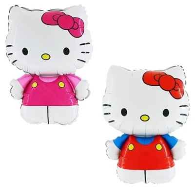 Imagen de Toyland® Paquete de Globos Aluminio Hello Kitty 1 Personaje 75 cm (30&quot;) en Rosa y x Rojo Azul Decoraciones para Fiestas Infantiles