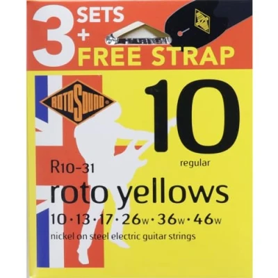 Imagen de Rotosound Roto guitarra eléctrica niquelada 3 set+correa R10 31 F
