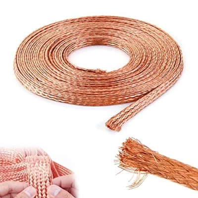 Imagen de Malla de punto trenzado cobre puro 16.4 pies, ancho antiinterferencia, cable flexible 8 mm, mecha soldadura, cobre, herramienta reparación alambre