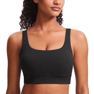 Imagen de CRZ YOGA Sujetador Deportivo Acolchado de Entrenamiento bajo Impacto para Mujer Negro S