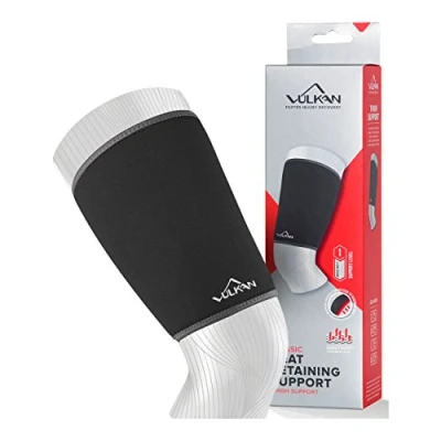 Imagen de VULKAN soporte clásico de muslo, mediano, muslo para estabilidad muscular, manga compresión lesiones y tensiones isquiotibiales, neopreno atletas,