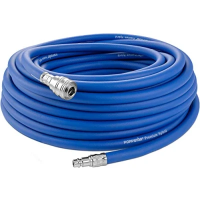Imagen de Poppstar Manguera Compresor Aire 20m (PVC híbrido con tejido, diámetro interior 9,2mm acoplamiento rápido y conector de manguera), hasta 20 bar, azul