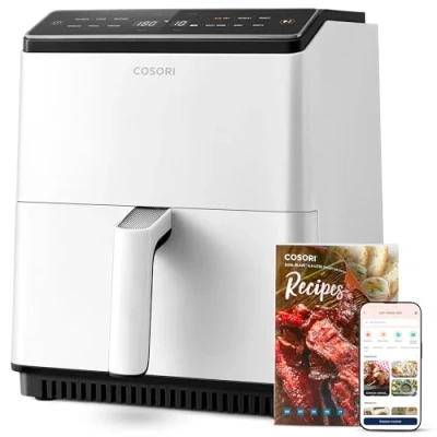 Imagen de COSORI Freidora de Aire Wifi 6,4 L, Air Fryer con Doble Resistencia, 60+ Recetas App Creadas por Chef en Español, sin Aceite 12 Programas, Blanca, Dual Blaze