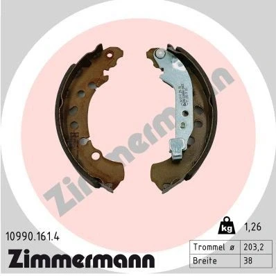 Imagen de ZIMMERMANN 10990.161.4 Zapatas de Freno 203mm 38mm con palanca, Foto correspondiente a la entrega