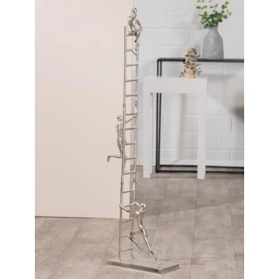 Imagen de GILDE Figura Decorativa Grande XXL de Aluminio Color Plata Decoración Salón Regalo cumpleaños Altura 114 cm