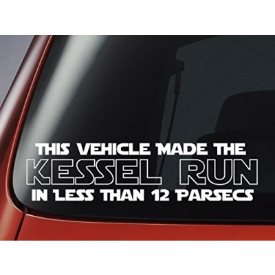 Imagen de Level 33 Ltd Adhesivo para coche, pared, ordenador portátil, diseño de Star Wars con texto en inglés This Vehicle Made The Kessel Run In Less Than 12 Parsecs