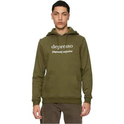 Imagen de Mister Tee Depresso Hoody Sudadera con Capucha, Olive, XS para Hombre