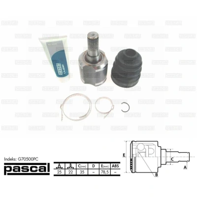 Imagen de PASCAL G70500PC Junta Homocinética lado de engranaje HYUNDAI: Accent 1, I Berlina