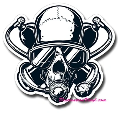 Imagen de 2 pegatinas de vinilo brillante calavera buceo Twinset Cool Laptop Decal #0113 (como se muestra)