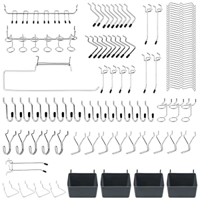 Imagen de 113pcs Pegboard Hooks Surtido, Peg Board Hook Attachments Conjunto y organización Storage Tienda Tools, para Organizar Varias Herramientas