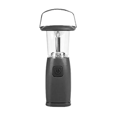 Imagen de Lámpara solar LED con manivela de mano, linterna dinamo al aire libre, camping, senderismo, caza, equipo (negro)