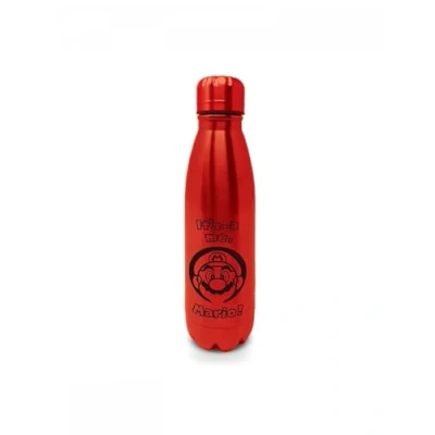 Imagen de Pyramid Europe Botella de agua metal con diseño Super Mario Nintendo (540 ml, producto oficial), color negro