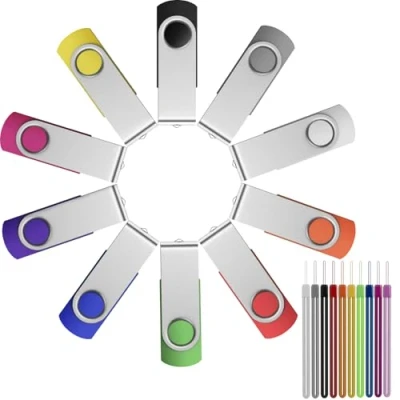 Imagen de Memorias Flash USB 10 Piezas 2 GB PenDrive Práctico Bien 2GB Pen Drive Almacenamiento de Dato Portátil Llave 2.0 Multicolor con Conjunto Cordones para Fotógrafo by FEBNISCTE