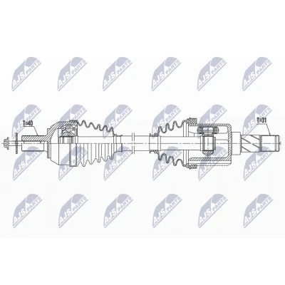 Imagen de NTY NPW VV 146 Árbol de transmisión Eje delantero, izquierda 599 Caja cambios manual, 6 marchas VOLVO: V60 I, S80 II