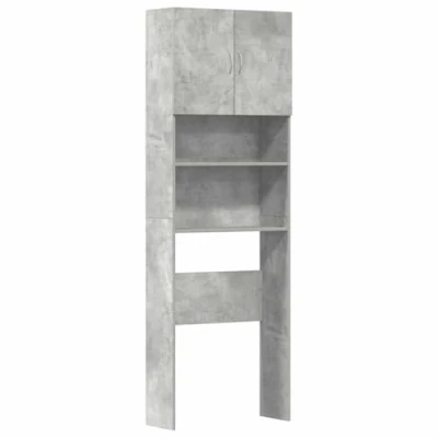 Imagen de vidaXL Armario de Lavadora Madera ingeniería Gris hormigón 64x24x190cm, Lavadora, lavandería, lavandería