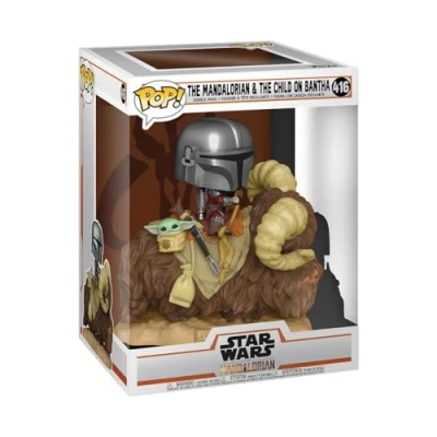 Imagen de Funko Pop! Deluxe: Star Wars: The Mandalorian Mando On Bantha with Grogu (The Child, Baby Yoda) Figura de Vinilo Coleccionable Idea Regalo Mercancia Oficial Juguetes para Niños y Adultos