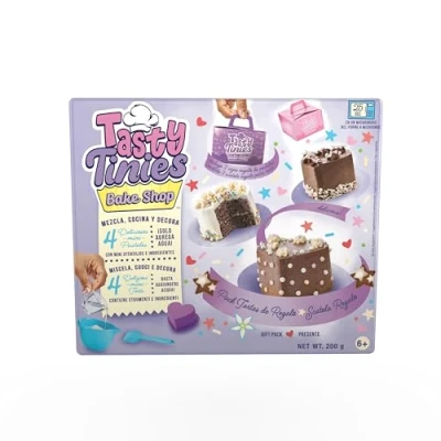 Imagen de TASTY TINIES Pack Regalo de Cumpleaños Kit Repostería Creativo para Niños desde 6 Años 4 Preparados Pasteles + Glaseado Decoraciones Accesorios Cocción en Microondas
