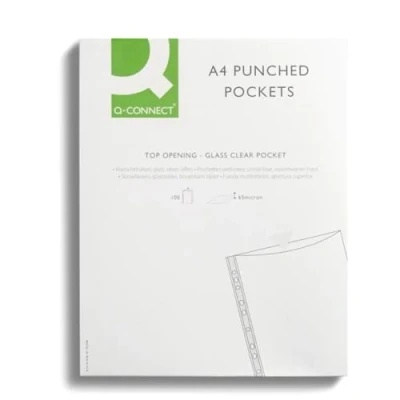 Imagen de Q Connect Fundas de plástico perforadas (100 unidades), color transparente