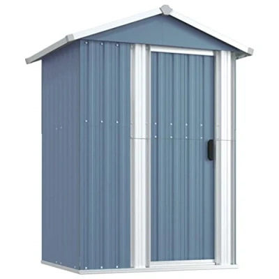 Imagen de vidaXL Cobertizo de jardín Acero galvanizado Gris 126x97,5x177 cm