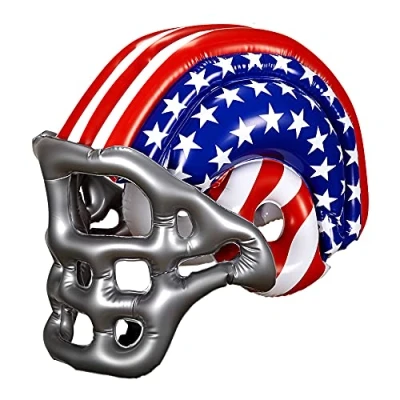 Imagen de W WIDMANN MILANO Party Fashion 04868 Casco de fútbol hinchable, estrellas y rayas, USA, americano, gorro, disfraz, accesorio, carnaval, fiesta temática