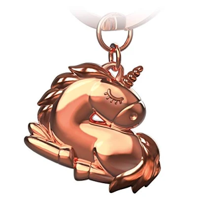 Imagen de FABACH Llavero de unicornio Sleepy durmiendo amuleto la suerte para mujer Colgante como regalo mejor amiga, pareja, Oro Rosa, talla única, juguetón
