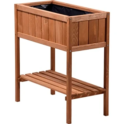 Imagen de dobar Huerto Urbano de Madera con repisa, Kit construcción vivero para Verduras y Hierbas en el jardín balcón, Color marrón, 76 x 40 80 cm, 58250e