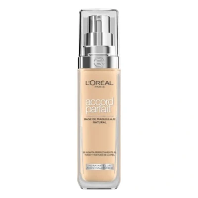 Imagen de L&#039;Oreal Paris Make up Designer Accord Parfait base de maquillaje con ácido hialurónico, 3.5.N