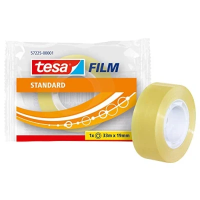 Imagen de tesa film standard, Cinta Adhesiva Multiuso Transparente para el Hogar, la Oficina y Escuela, 33 m x 19 mm, 1 Pieza