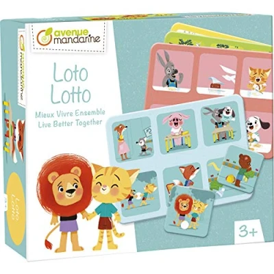 Imagen de Clairefontaine ES Avenue Mandarine JE526C Caja Loto con 4 tablas de 13 x 11 cm y 24 fichas 3,5 diámetro