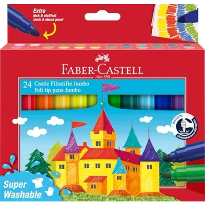 Imagen de Faber Castell 154324 Estuche de 24 Rotuladores Jumbo Multicolor Superlavables