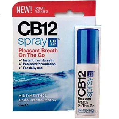 Imagen de 5 aerosoles CB12 de 15 ml PZN: 12414534 para aliento fresco sin alcohol.