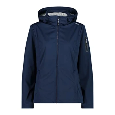 Imagen de CMP Chaqueta softshell ligera para mujer con capucha desmontable, Hielo azul, XS