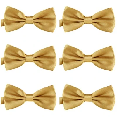 Imagen de DonDon Set de 6 Pajarita para hombre 12 x cm ajustable y lista usar Oro