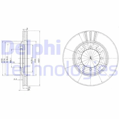 Imagen de DELPHI BG2628 Disco de freno 257 22 4 ventilado aceitado sin procesar cojinete rueda, anillo sensor ABS HYUNDAI: COUPE, Elantra III Hatchback