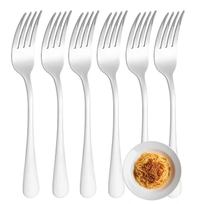 Imagen de YS FAMILY Pack 6 Tenedor de Mesa Acero Inoxidable Diseño Liso, Elegancia y Funcionalidad para Cada Ocasión, Cubiertos Alta Gama Hogar Restaurante, 19.8x2.5CM