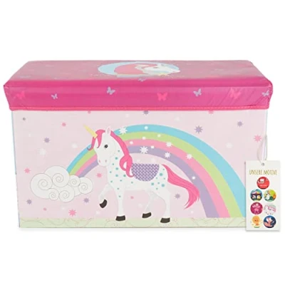 Imagen de BIECO Almacenaje Juguetes con Tapa Unicornio 60l Caja Infantil Baul Plastico Organizador Cajas Organizadoras de