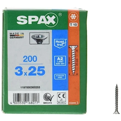 Imagen de Spax 0/3527/000/3,0/25/ /02 Tornillo para yeso (acero inoxidable V2A, 3 millimetros, 3x25mm)