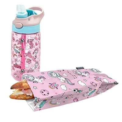Imagen de NERTHUS FIH 991 SET Botella Tritan + Bolsa Bocadillo Unicornios