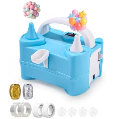 Imagen de Inflador Globos Electrico,400W Bomba Eléctrica para de Globo Aire con Doble Boquilla,Portátil 2 Modos Trabajo,Multiusos Decoración Fiestas Cumpleaños Bodas