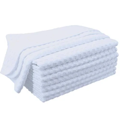 Imagen de Polyte Paño de Cocina Microfibra con Punto gofrado Ultra Premium Pack 8 (Blanco, 30x30 cm)