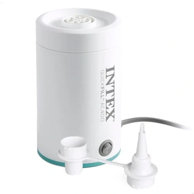 Imagen de Intex, Mini hinchador eléctrico portátil, 400 l/min, USB tipo A, Incluye 2 boquillas y bolsa transporte, Pequeño, compacto ligero, Colchones colchonetas, Bomba de aire Inflador (66646)