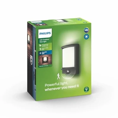 Imagen de Philips myGarden Samondra Aplique LED para exteriores con sensor de movimiento [antracita] jardín, patio y exterior, 2700 K
