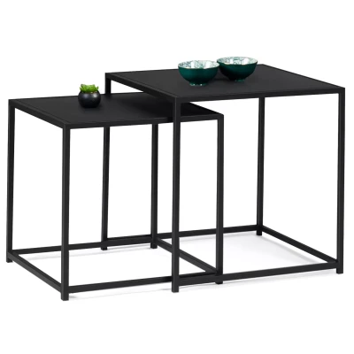 Imagen de IDMarket Davis 40/45 Juego de 2 mesas bajas (2 unidades), color negro mate