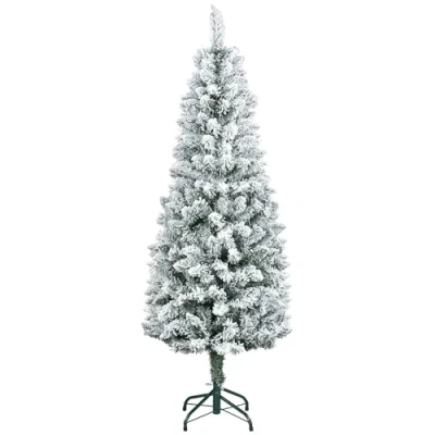 Imagen de HOMCOM Árbol de Navidad 150 cm Artificial Nevado con 317 Ramas y Soporte Metal Navideño para Salón Interior Verde