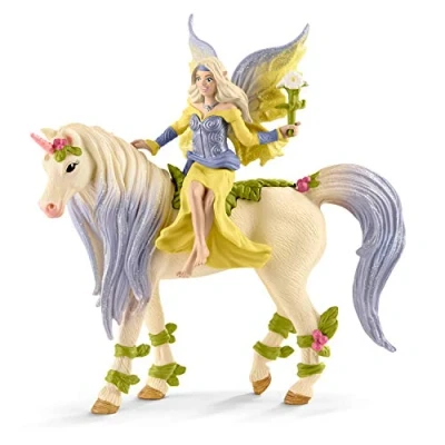 Imagen de Schleich Fairy with Blossom Unicorn bayala Hada Sera con Unicornio Florido, Multicolor, 7 Inch (70565)