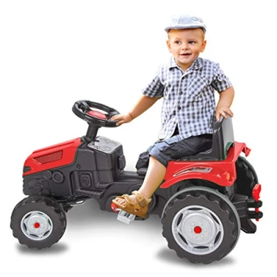 Imagen de JAMARA 460796 Tractor a Pedales Strong Bull Protección antivuelco, accionamiento Mediante pedaleos, Sistema de Volante Suave, Asiento Ajustable, bocina, Enganche Remolque, Peso máximo 60 kg