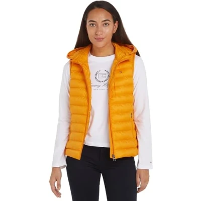 Imagen de Tommy Hilfiger Mujer Chaleco Padded Global Stripe acolchado, Naranja (Rich Ochre), L