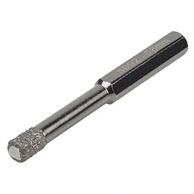 Imagen de wolfcraft Broca Para taladrado en seco recubierta de diamante, vástago hexagonal, Ø 8 mm I 5992000 taladrar azulejos, gres fino y cerámica