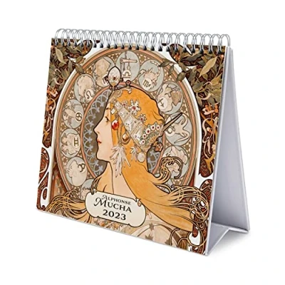 Imagen de Grupo Erik, Calendario escritorio Deluxe Alphonse Mucha 2023, 2023 sobremesa con certificado FSC, Licencia oficial, CS23032